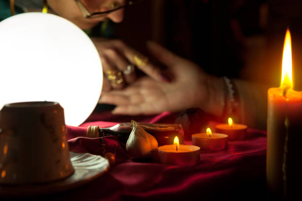gas-pipeline woman fortune teller read a fortune from palm